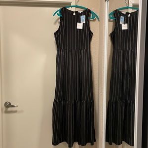 Black and white pinstripe maxi dress